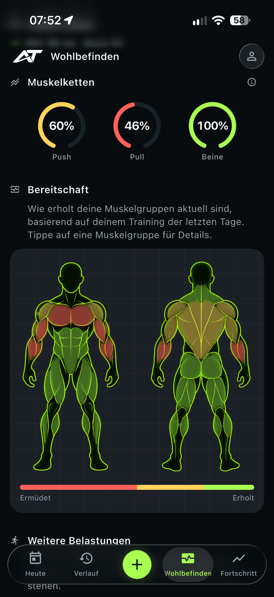 AdaptTrain muscle groups and readiness